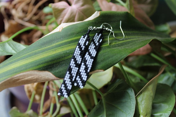 Zebra Print Beaded Earrings