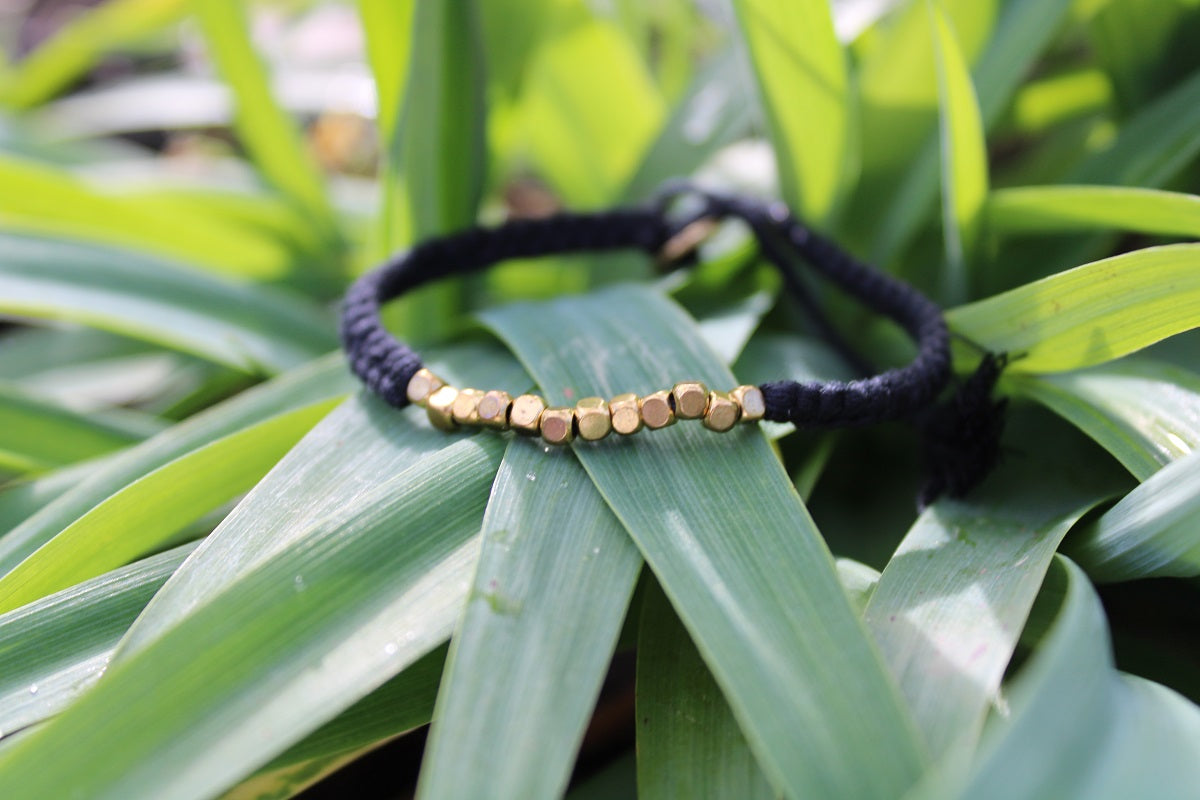 Black and Gold Bead Woven Bracelet