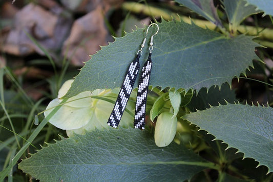 Zebra Print Beaded Earrings