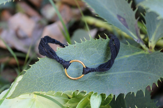 Black and Brass Ring Woven Bracelet