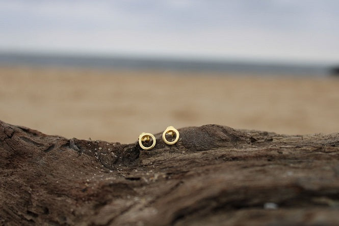 18ct Gold Plated Circle Stud Earrings