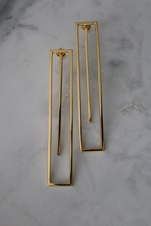 18ct Gold Plated Rectangle Earrings